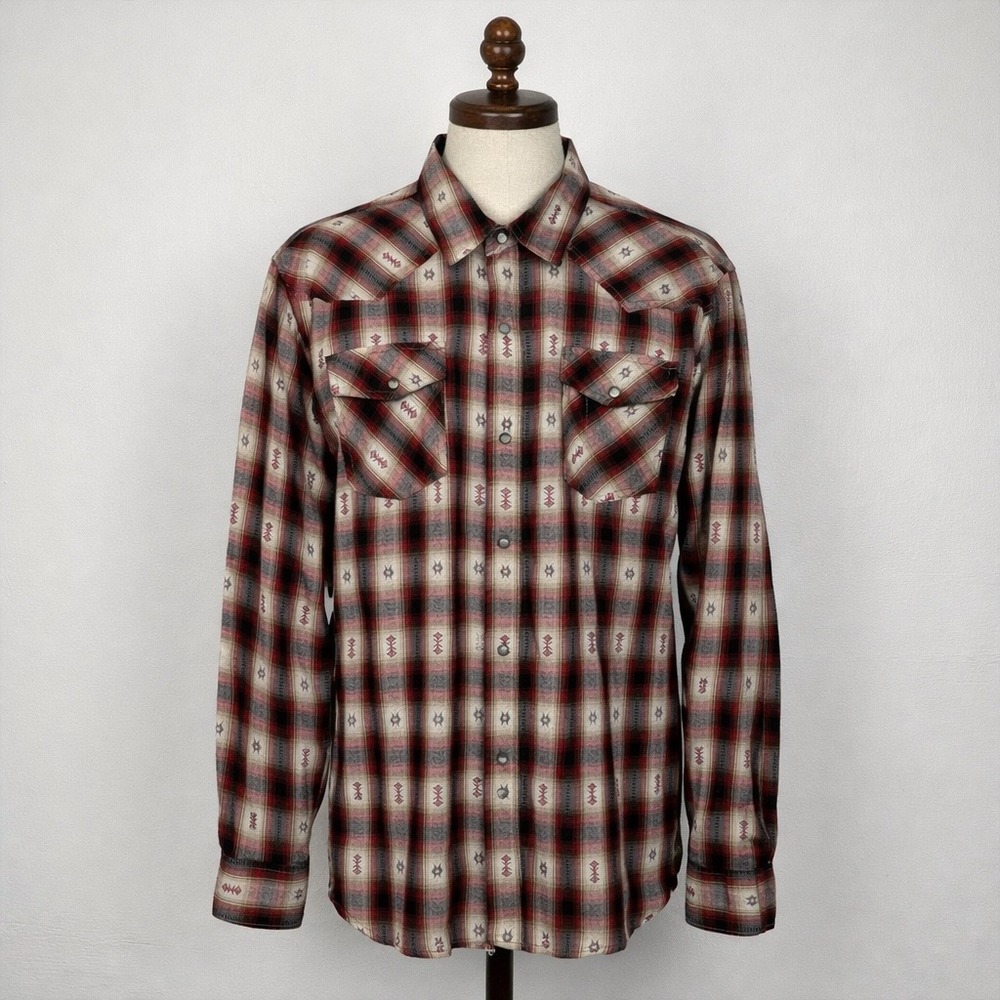 Schmidt Workwear Mens XLT Red Plaid Southwestern Pearl Snap Western Shirt